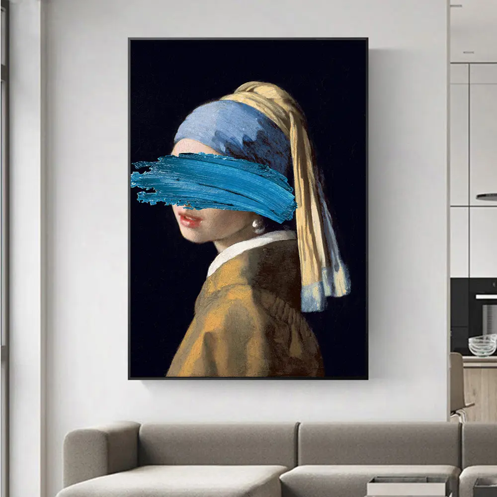 Jon Pop art가 유명한 진주 귀걸이를 가진 소녀는 호텔 말 아크릴 인쇄 삽화를 인쇄합니다