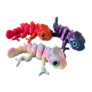 Jouet caméléon imprimé en 3D en PLA, assemblage personnalisé, articulations rotatives, design mobile, thème animaux éducatifs, ornement - Product Image 1
