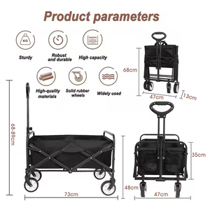 E-RIKE Large Capacity Custom Camping Wagon Shopping <b>Trolley</b> Picnic Heavy Duty Camping Foldable Wagon Cart - Product Image 4