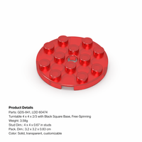 Blocs de construction Gobricks Factory GDS-841, vente en gros de blocs de construction LDD 60474, plaque ronde 4x4 avec trou pour broche