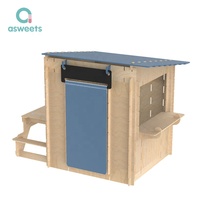 Asweets Kids Nature Maisonnette de jeu extérieure en bois moderne à emboîtement, assemblage sans outils en 30 minutes, structure en bois croisé