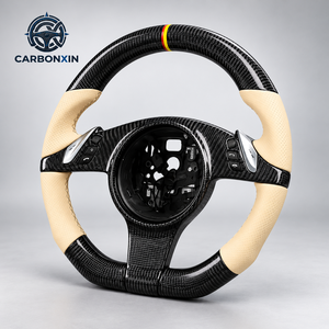 พวงมาลัยหนังแท้คาร์บอนไฟเบอร์แบบสปอร์ตสำหรับ Porsche 911 987 997 970 987 958 981 Macan Cayenne Cayman {ไม่มีถุงลมนิรภัย} - Product Image 3