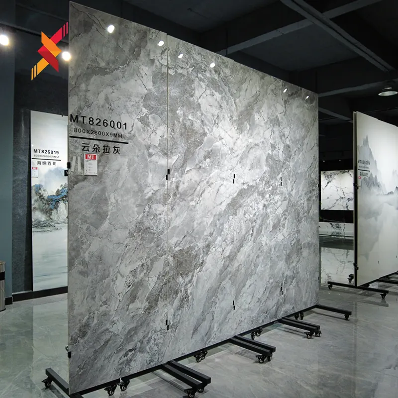 2023 Popular Hotel Grey Marble Large Thin Porcelain Big Slab Rock Tile Sintered Stone 800*2600mm
