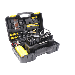 Compresseur d'<span class=keywords><strong>air</strong></span> portable 12V pour voiture, puissant, monocylindre, avec moniteur de pression des pneus numérique, boîte à outils – Gonfleur de pneus en plastique - Product Image 1