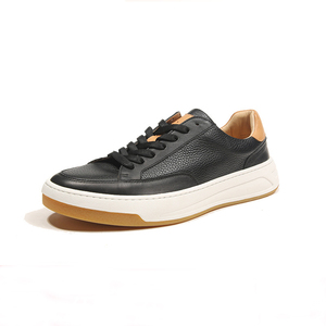 Chaussures de marche décontractées en cuir de qualité supérieure personnalisées, chaussures de marche fitness pour hommes, noires - Product Image 2