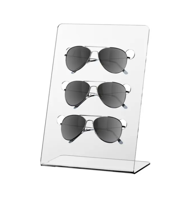Bespoke L-shaped clear Acrylic Slanted Eyewear Display Rack Lucite Eyeglass Holder Sunglasses Stand