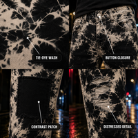 Jean droit vintage pour homme, taille haute, en denim 12OZ, personnalisé pour tie-dye, avec effet éclatant, shibori, patch contrastant, déchiré, automne