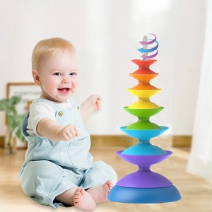 Juguete Montessori de Apilamiento de Formas para Niños, Juguete Educativo Temprano para el Reconocimiento de Colores, Juguete Giratorio de Arcoíris para Bebés - Product Image 1