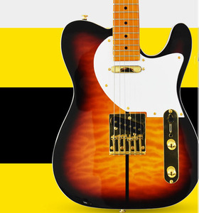 Paisen de <span class=keywords><strong>tilleul</strong></span> de haute qualité flamme érable <span class=keywords><strong>bois</strong></span> 22 frettes TL chiot tête guitare électrique - Product Image 2