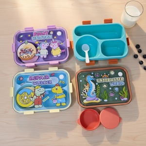 Lonchera <span class=keywords><strong>de</strong></span> Plástico <span class=keywords><strong>de</strong></span> Dibujos Animados <span class=keywords><strong>de</strong></span> 900 ml para Niños, Lonchera Bento Económica Libre <span class=keywords><strong>de</strong></span> BPA con Cubiertos, Lonchera Portátil para <span class=keywords><strong>Microondas</strong></span> para la Escuela - Product Image 5