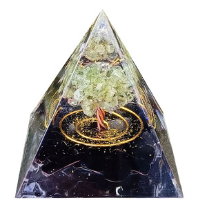 Kogiya <b>Crystal</b> <b>Tree</b> Pyramid Resin Epoxy Craft Home Decoration Gift Obsidian Base Peridot <b>Tree</b> Internal Engraving - Product Image 5