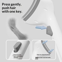 Brosse peigne ABS pour animaux de compagnie avec tête de coupe incurvée, conception flottante à bouton unique pour l'élimination efficace des poils de chat et de chien, toilettage