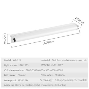 Applique murale LED moderne 3500K blanc chaud, corps en aluminium, abat-jour rectangulaire, éclairage de miroir de salle de bain, montage en surface, design minimaliste - Product Image 3
