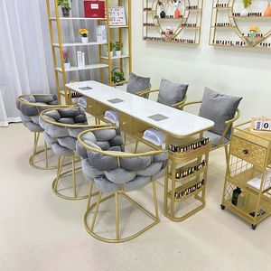 Ensemble table et chaise de salon de manucure moderne multifonctionnel avec aspirateur haute puissance, bureau double, style luxueux - Product Image 4