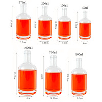 Bouteilles en verre givré transparent de 750 ml pour vodka, marque privée, standard européen, vides, pour whisky et spiritueux, vente en gros