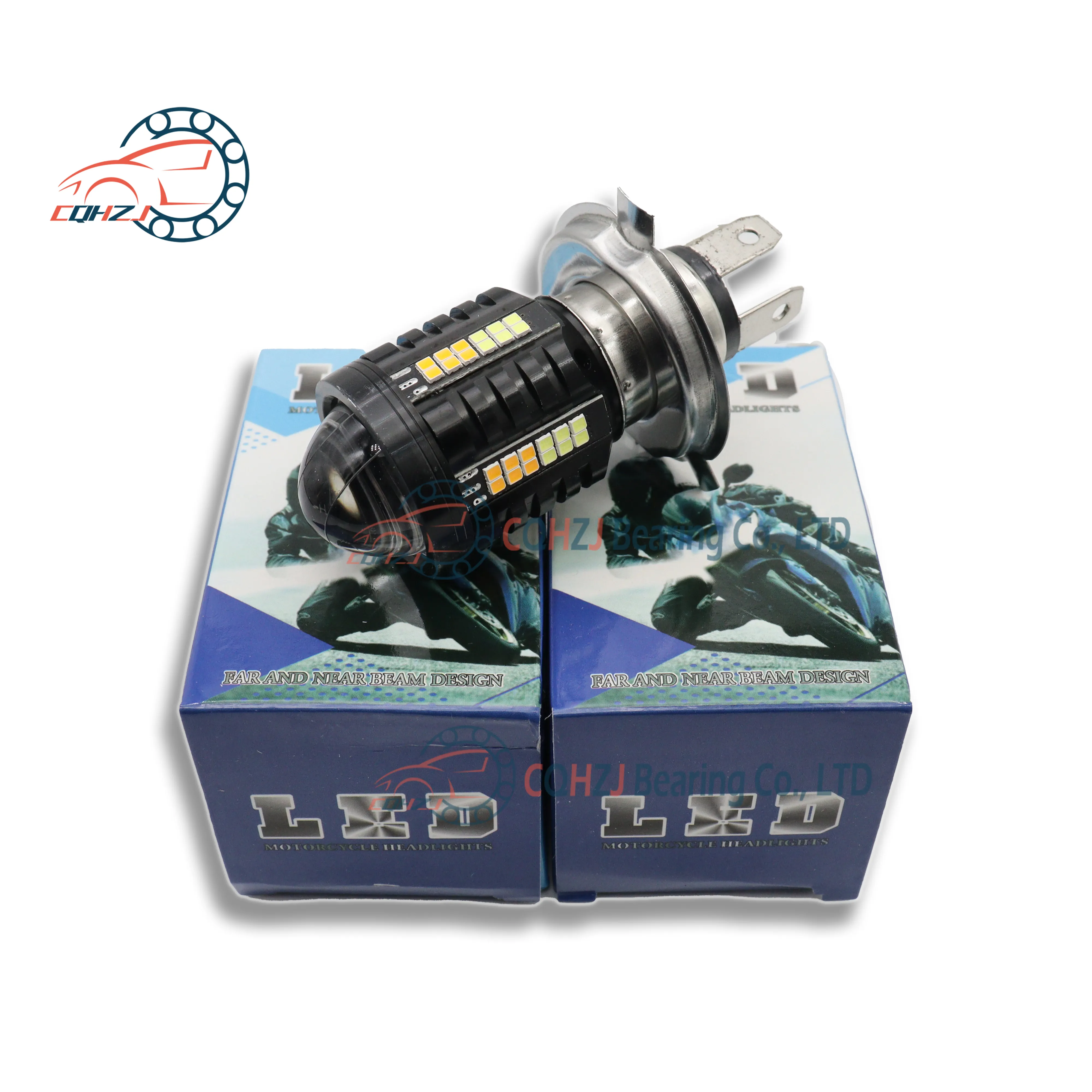 CQHZJ Wholesale Yellow And White Light H4 Led Headlight Para Focos High-low Light For Motorcycle