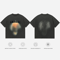 T-shirt Homme Oversize Gris Délavé Effet Acide Personnalisé avec Impression Numérique Dégradée Avant et Arrière – Style Streetwear Décontracté