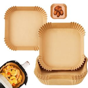 100 Forros Desechables Cuadrados para Freidora de Aire, Papel de Horno Resistente al Calor Sin Blanquear para Horno, Microondas y Vaporera - Product Image 1