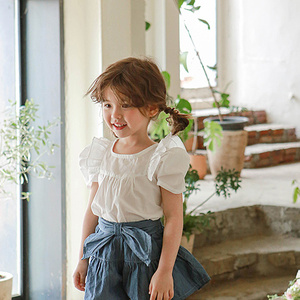 2024 all'ingrosso due pezzi grazioso estivo <span class=keywords><strong>camicia</strong></span> floreale Top e gonna pantaloncini di jeans coreani per bambini ragazza abbigliamento Set piccolo bambino - Product Image 6