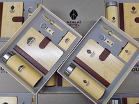 Ensemble de carnets de notes personnalisés de haute qualité, format A5/A6, couverture en bois, style relié, avec batterie externe USB, pour journal intime ou usage professionnel