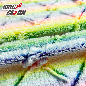 Kingcason Tốt Nhất Bán Vải Dệt Kim Đầy Màu Sắc Ngắn Đống Chống Tĩnh Điện Cầu Vồng Mô Hình Bàn Chải PV Vải Cho Trẻ Em Động Vật Đồ Chơi - Product Image 3