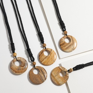 40mm Donut curación cristales collar Natural piedra Chakra piedras preciosas amuleto moneda de la suerte Donuts encanto Reiki Collar para hombres y mujeres - Product Image 5
