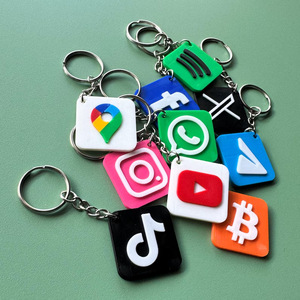 Porte-clés en acrylique avec icône de médias sociaux, puce NFC intelligente, ouverture par simple pression, cadeau d'entreprise, design personnalisable - Product Image 2