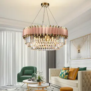 D23,6 pollici lampadario di cristallo di lusso da soggiorno interno in acciaio inox lampada a sospensione moderna decorazione per la casa camera da letto da pranzo