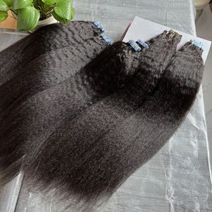 Extensiones de Cabello Humano <span class=keywords><strong>Natural</strong></span> Virgen Indio 100% Real, Cinta Adhesiva, Liso Rizado, 40 Piezas/100 Gramos, Venta al Por Mayor - Product Image 4