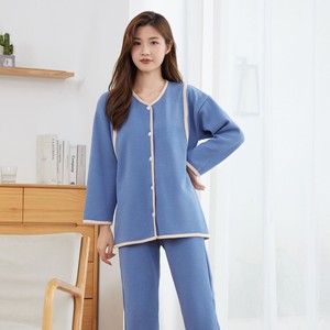 Automne et <span class=keywords><strong>hiver</strong></span> maternité <span class=keywords><strong>ensemble</strong></span> décontracté épaissi Double tissu couleur unie Cardigan pour l'allaitement sommeil et salon - Product Image 5