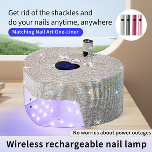 Lampe à ongles UV LED en forme de cœur 86W, 9600mAh, rechargeable sans fil, sèche-ongles avec strass - Product Image 2