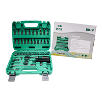 Jeu de douilles à cliquet 46 pièces 1/4'' à 72 dents, qualité industrielle, acier au carbone, kit d'outils professionnel pour mécaniciens et ateliers automobiles
