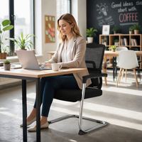 Chaise de réception ergonomique pour bureau, chaise de conférence en maille pour formation et réunion, avec support lombaire