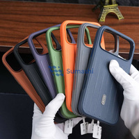 Étui de téléphone portable en cuir personnalisé, antichoc, à rayures décoratives, avec texte, pour iPhone 17 Pro Max 16 15 14