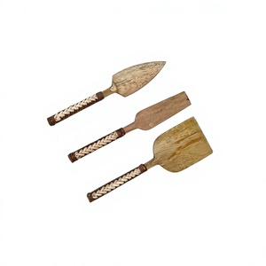 Ensemble de couteaux à fromage en bois nouvellement conçu avec manche en rotin tissé à la main maison et cuisine couverts de table outils de coupe de fromage - Product Image 1