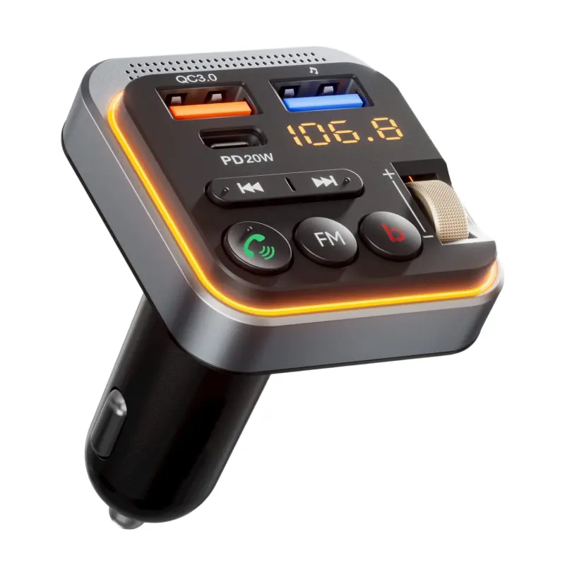 2023 नई आगमन 3D चारों ओर ध्वनि MP3 प्लेयर के लिए एलईडी प्रकाश के साथ कार दोहरी यूएसबी चार्ज ब्लूटूथ एफएम ट्रांसमीटर कार MP3 प्लेयर