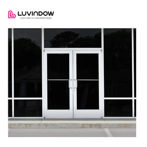 Luvindow Geluiddichte Aluminium Frame Dubbele Glazen Commerciële Deuren Winkel Voor Ingang Beveiliging Scharnierende Draaideuren - Product Image 5