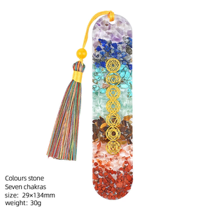 Segnalibro in Resina con Cristalli Naturali e Nappa, Fatto a Mano, Rettangolare Arrotondato, con 7 Pietre Chakra, Segnapagina Creativo, Regalo di Cancelleria - Product Image 5
