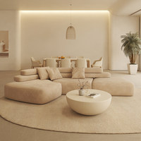 Canapé d'angle modulable en tissu, design minimaliste moderne, pour salon, avec zone de repos et combinaison de formes irrégulières