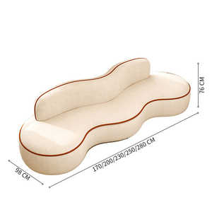 Sofá Curvo de Tela Estilo Nórdico Color Crema, Sofá de Recepción para Tienda de Ropa y Salón de Belleza, Área de Descanso, Sofá de 3 Plazas con Forma Especial - Product Image 6