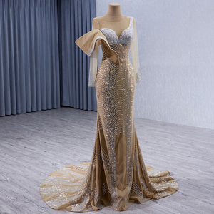 Robes de soirée de luxe formelles, paillettes, cristaux, robes de bal longues scintillantes, robe de soirée champagne, robes de demoiselles d'honneur RSM241001 - Product Image 3