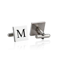 Boutons de manchette creux 3D en forme d'alphabet, gravables, en métal, pour manchettes à revers, décorations de costume de luxe léger, ornement en alliage pour gentleman, adaptés