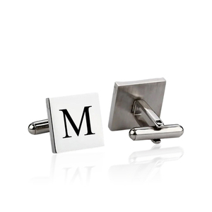 Boutons de manchette creux 3D en forme d'alphabet, gravables, en métal, pour manchettes à revers, décorations de costume de luxe léger, ornement en alliage pour gentleman, adaptés - Product Image 2