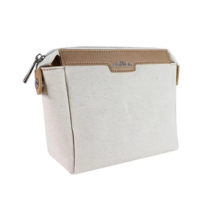 Bolsa de Maquillaje con Cierre Azul Oscuro de Lujo con Logotipo Personalizado, Lavable, de Lona de Algodón Reutilizable, Moderna, Pequeña y Portátil para Mujer - Product Image 6