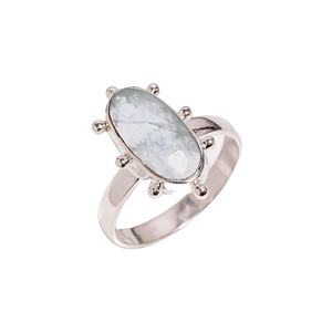 แหวนพลอยอความารีนธรรมชาติทำด้วยมือแหวนเงินแท้925ดีไซน์ไม่เหมือนใครเครื่องประดับเงิน925ส่งออกเครื่องประดับชั้นดี925 - Product Image 1