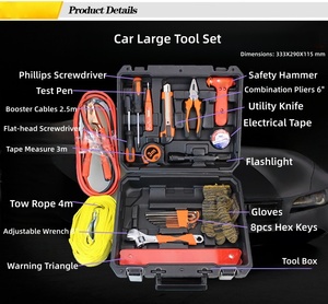 <span class=keywords><strong>Kit</strong></span> de Herramientas Multifunción para Automóvil Powerlift de 23 Piezas, Acero con Alto Contenido de Carbono, Estuche Rígido, Triángulo de Advertencia para Reparaciones de Emergencia en Carretera, Martillo - Product Image 3