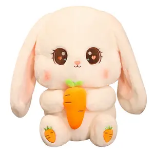 Bunny custom plush animal Stuffed Animal Plush Rabbit with Carrot Sitting Plush Bunny Bedtime Friend Easter Gifts for Kids