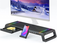 Support de moniteur PC ergonomique pour le gaming, avec rétroéclairage RGB, pliable, gain de place, organiseur de bureau, base pour le rangement du clavier