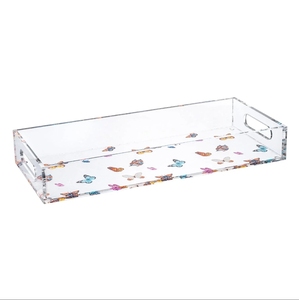 Judaica bướm bánh mì khăn với xử lý Acrylic lucite khay - Product Image 1