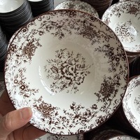 Assiettes à soupe en porcelaine, vaisselle en céramique, assiettes de service, articles de table populaires, fabrication en gros, acceptation de la personnalisation du design